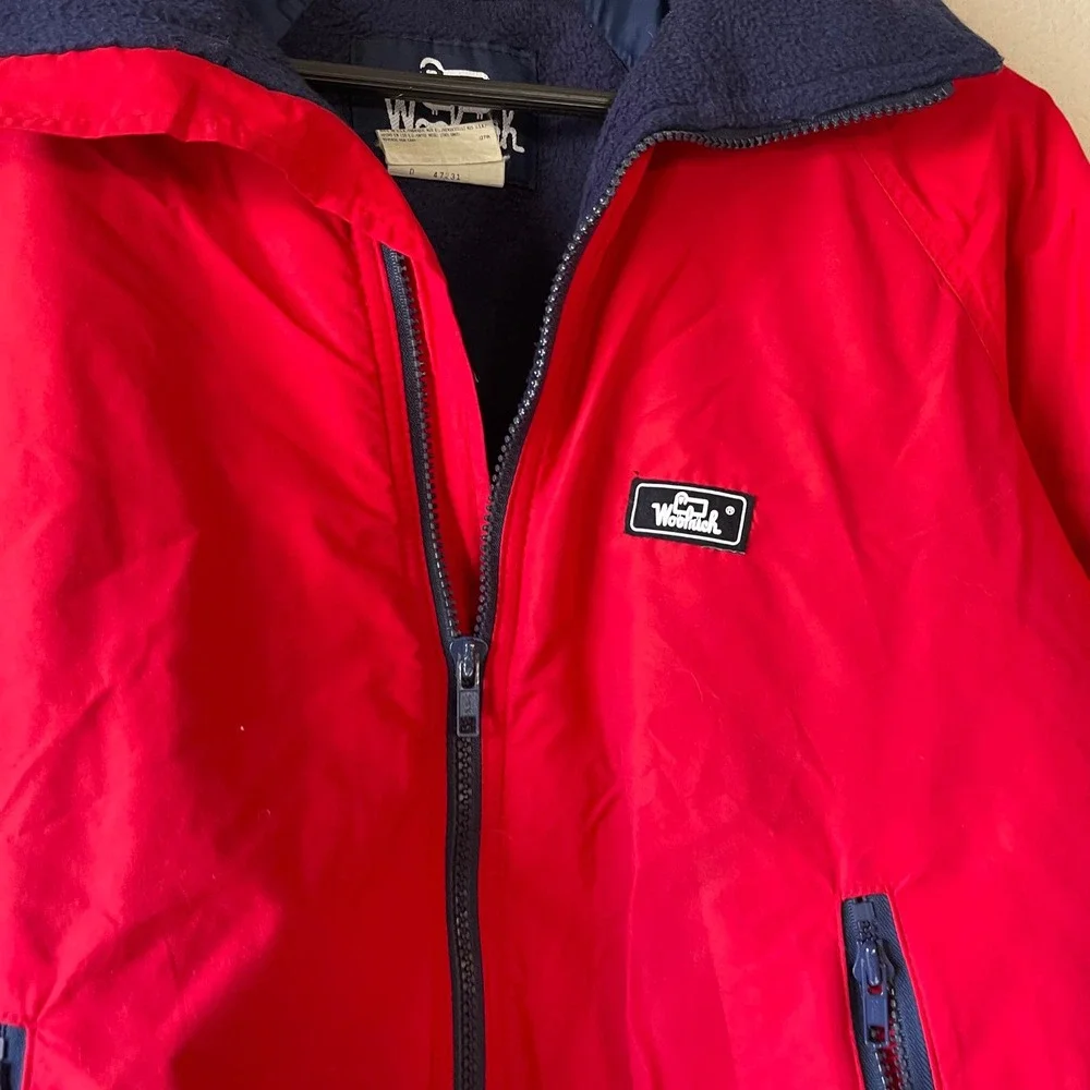 Vintage woolrich Red Fleece Lined Zip Up‎ Jacket Size Small